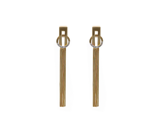 Brinco pendurado 6,65g 14diamantes=0,14CT K/VS ouro18k750
