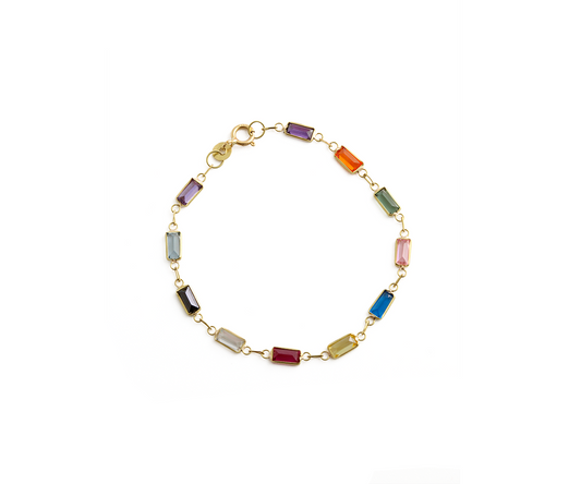 Pulseira Baby Zirconia RetargColoridas 1,2g Ouro Amarelo 18k750