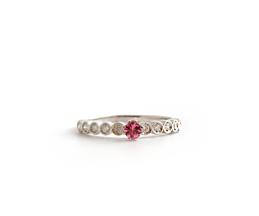 SOLITARIO C/ 10 DI 2,0=20CT K/VVS2 E TURMALINA ROS