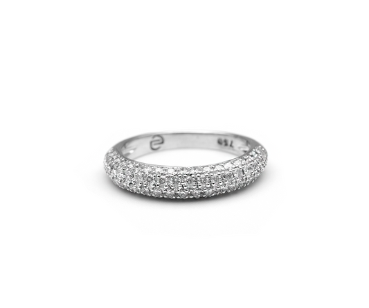 Anel pave 3,90g 76diamantes=0,90CT K/VS ouro 18k750