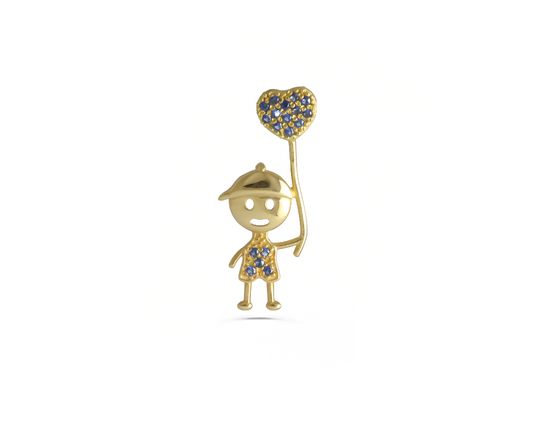 Pingente menino balao coracao zirconia 0,90g ouro 18k750