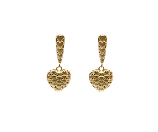 Brinco coracao estamparia pend oco 3,0g ouro 18k750