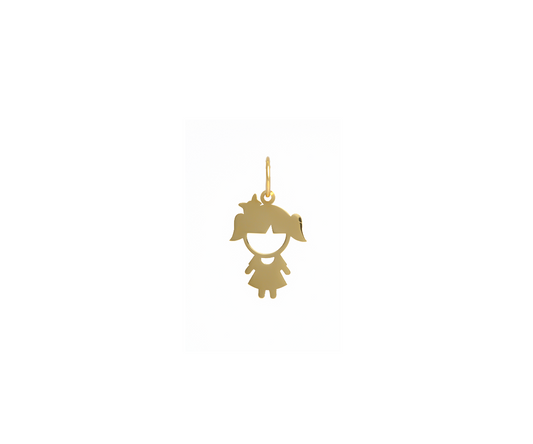 Pingente menina laco liso vazado 0,50g ouro 18k750