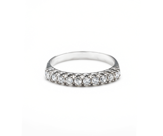 Anel meia al 10diamantes=0,40CT K/VS 2,30g ouro branco18k750
