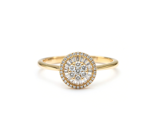 Anel pizza 2,10g 61diamantes=0,55CT K/VS ouro18k750