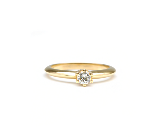 Anel Solitario 3,5g 1 Diamante=0,20CT K/VS Ouro Amarelo 18k 750