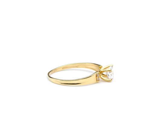 Anel solitario zirconia 1,55g ouro 18k750