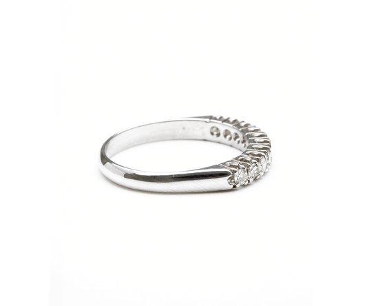 Anel meia al 10diamantes=0,40CT K/VS 2,30g ouro branco18k750