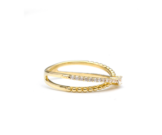 Anel x 1,85g C:0,07=13diamantes=0,25CT K/VS ouro18k750