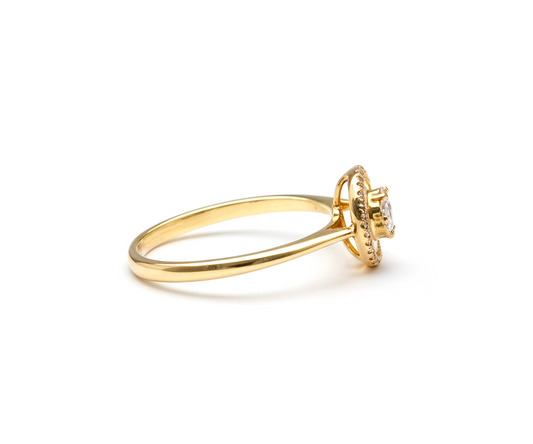 Anel pizza 2,10g 61diamantes=0,55CT K/VS ouro18k750