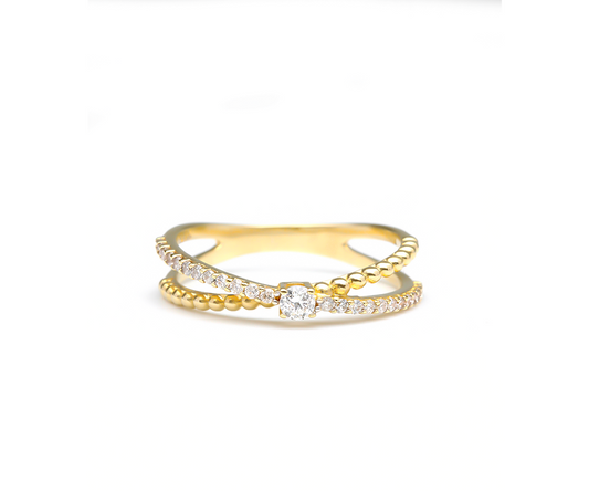 Anel x 1,85g C:0,07=13diamantes=0,25CT K/VS ouro18k750