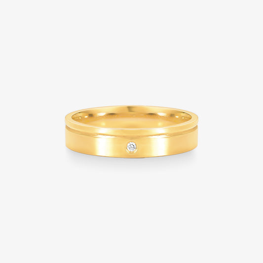 Aliança Risk Comfort com Pedras em Ouro Amarelo 18K, 4,50mm