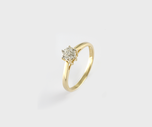 Anel Solitário Véu com Diamante em Ouro Amarelo 18K