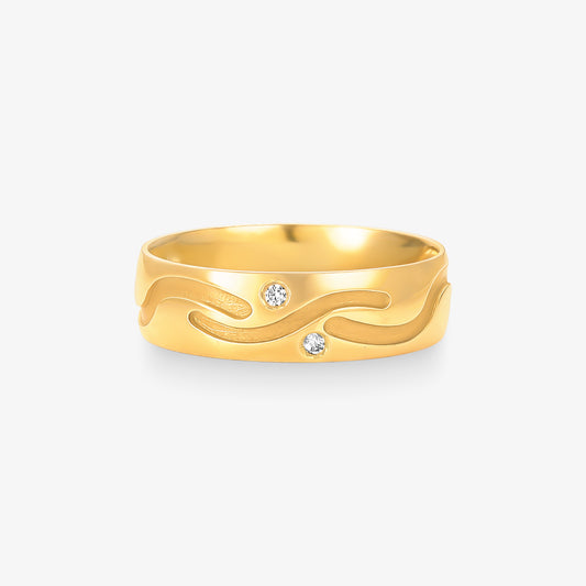 Aliança Radiante Comfort com Pedras em Ouro Amarelo 18K, 6,10mm