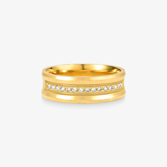 Aliança Lyra Comfort com Pedras em Ouro Amarelo 18K, 6,50mm