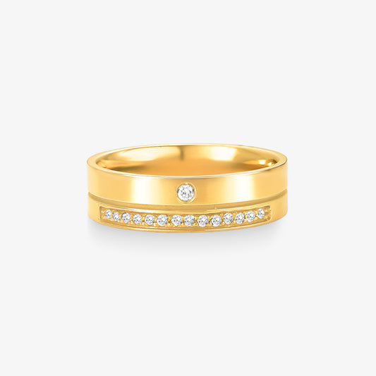 Aliança Imperial Comfort com Pedras em Ouro Amarelo 18K, 6mm