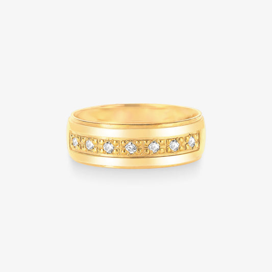 Aliança Estrela Comfort com Pedras em Ouro Amarelo 18K, 6,70mm