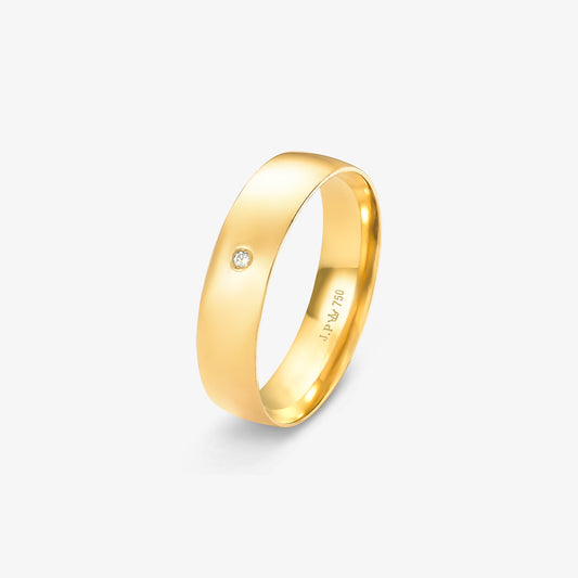 Aliança Star 6mm em Ouro Amarelo 18K com Diamantes