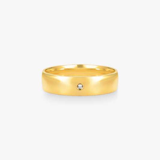 Aliança Star 6mm em Ouro Amarelo 18K com Diamantes