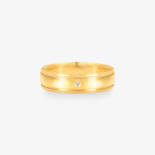 Aliança Star Comfort com Pedras em Ouro Amarelo 18K, 4,80mm