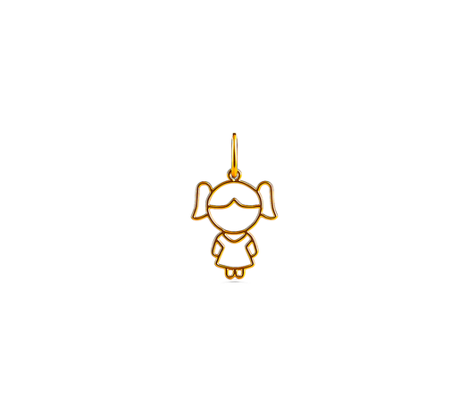 Pingente Menina Vazada em Ouro Amarelo 18K