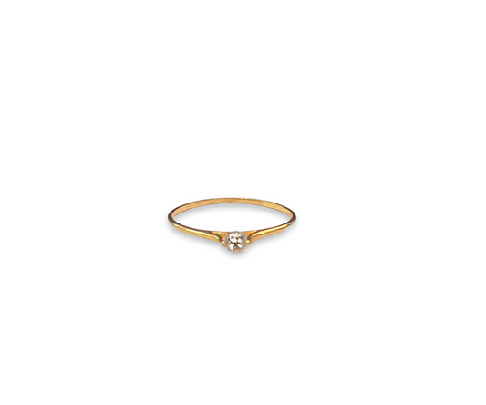 ANEL SOLITÁRIO C/ ZIRCONIA  0,65G OURO AMARELO 18K 750